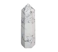 Erliway Natural White Howlite Healing Crystal Wand Tower, 3"-4" Large Hexagonal Pointed Crystal Towers, 6 Faceted Chakra Crystal Point for Reiki Therapy Chakra Energy Balancing Meditation