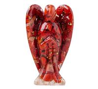 Erliway Red Jasper Crystal Resin Angel Figurine for Home Decor, 1 PC 3"