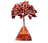 Erliway Red Jasper Crystal Tree, 3.54-3.94" Crystal Trees of Life with Pyramid Base, Natural Gemstone Bonsai Tree for Women, Healing Crystals Money Trees for Housewarming Energy Wealth Office Decor