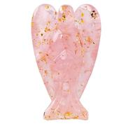 Erliway Rose Quartz Crystal Resin Angel Figurine for Home Decor, 1 PC 3"