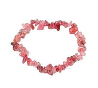 Erliway Strawberry Quartz Crystals Bracelet Irregular Beads Stretch Bracelet Healing Crystals Chips Bracelet Natural Gemstone Bracelets for Women Jewelry Reiki Meditation