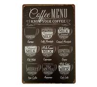 ERLOOD Coffee Menu Know Your Coffee Tin Sign Wall Retro Metal Bar Pub Poster Metal 12 X 8