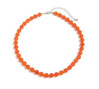 ERLOSYA Dainty Red Glass Beads Gemstone Necklace for Women Beaded Chain Necklace Choker Handmade Boho Beach Summer Ocean Hawaii Jewelry for Woman, big, Metal, No Gemstone