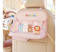 Erlsig Car Seat Organiser with Foldable Table Tray PU Leather Car Back Seat Organiser For Kids Car Seat Storage with Multi Pockets, for Travel, Parents Drivers, Kids Toys Food Storage - Pink