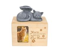 Erlsig Cat Ashes Box, Bamboo Ashes Box for Cat, Cat Urn Ashes Holder Casket Keepsake Memorial Gift with Picture Display Window- Cat Angel (You're)