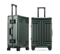 ERLUN All-aluminum-magnesium trolley case, zip-free luggage, built-in TSA lock, suitcase with spinner wheels, Dark Green (All Aluminum Ultimate), 29inch, Commercial Affairs