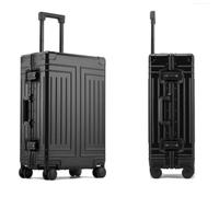 ERLUN All-aluminum-magnesium trolley case, zip-free luggage, built-in TSA lock, suitcase with spinner wheels, Black (All Aluminum Ultimate), 26"