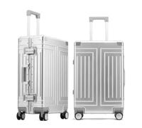 ERLUN All-aluminum-magnesium trolley case, zip-free luggage, built-in TSA lock, suitcase with spinner wheels, Silver (All Aluminum Ultimate), 29inch, Commercial Affairs
