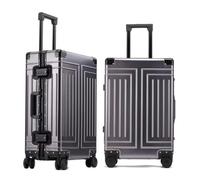 ERLUN All-aluminum-magnesium trolley case, zip-free luggage, built-in TSA lock, suitcase with spinner wheels, Iron gray (all aluminum ultimate), 29inch, Commercial Affairs