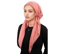 ERMANDINA Pretied Scarf Wraps for Women, Stylish Jewish Head Coverings, Scarf Headbands, Pink-peach, Regular