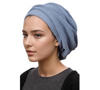 Ermandina Soft Breathable Head Wrap - Adjustable Lightweight All-Day Comfort Tichel Beret Style Jewish Head Covering, Light Blue, One Size