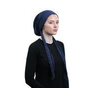 ERMANDINA Women’s Cotton Head Covering with Ties - 100% Cotton Hair Wrap, Tichel Style, Breathable Modest Headscarf SoftFit, Navy Blue, Notmal