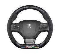ERMEBE Car Steering Wheel Cover for Peugeot 208 2015-2019, Steering Wheel Protector Microfiber Leather Anti-slip Breathable Without Inner Ring Wheel Cover Car Accessories,Black-D