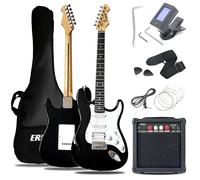 Ermik Soild Body Electric Guitar Kit with 20W Amplifier, Strings, Strap, Digital Tuner, Picks, Gig Bag, Cable, Tremolo Bar, 39" HSS Guitar Pickup