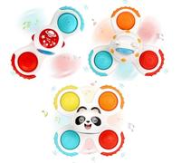 ERMON, Pack of 3 Spinners for Babies, Baby Spinner Toys with Suction Cup, Silicone Simple Dimple, Colourful Suction Spinner Toys, Spinning Tops (Space)