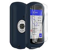 Ermorgen Silicone Case Compatible with Garmin Edge 1040 + 2 Tempered Glass Screen Protectors, Soft Silicone Shockproof Protection All Included - Blue
