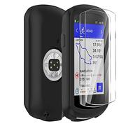 Ermorgen Silicone Case Compatible with Garmin Edge 1040 Case + 2 Tempered Glass Screen Protectors Soft Silicone Case All-Inclusive Shockproof Protection - Black