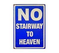 ERMUHEY No Stairway to Heaven Metal Tin Sign, 12x8 Inch, Blue, Vintage Style, Wall Mount, Perfect for Home, Office, Restaurants, Bars, Cafes, Bedroom, Man Cave