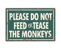ERMUHEY Please Do Not Feed Ertease The Monkeys Sign Metal Tin Sign, Please Do Not Feed Poster for Forest Park Farm Outdoors Wall Decor Metal Sign 12x8 Inch
