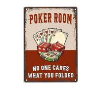 ERMUHEY Poker Room No One Cares What You Folded Sign Metal Tin Signs, Game Room Poster for Home Office Restaurants Cafes Bars Pub Man Cave Wall Decor Plaque Sign 12x8 Inch