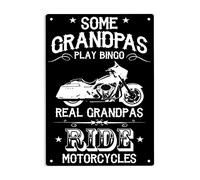 ERMUHEY Some Grandpas Play Bingo Real Grandpas Ride Motorcycles Sign Metal Tin Signs, Ride Motorcycles Poster for Home Office Bedroom Restaurant Garage Cafes Pub Wall Decor Plaque Sign 12x8 Inch