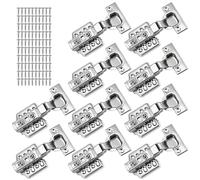 ERMWALR 10Pcs Half Overlay Soft Close Hinges for Cabinets,Kitchen Cupboard Hinges with Screws,3D Adjustable Detachable Concealed Hydraulic Thickened 3mm Stainless Steel for Wardrobe Bedroom Vanity