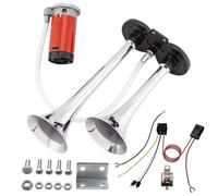 ERMWALR 12V Dual Trumpet Air Horn Kit with Compressor, Super Loud Car Horn for Car, Truck, Van, Train, Motorcycle (Silver)