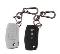 ERMWALR 2 Pack Car Key Cover Cases Keychain Compatible with Ford 3 Button Focus Fiesta Galaxy Kuga C-Max S-Max Mondeo MK4 Flip Folding Key Fob (Frd-3F-BG)