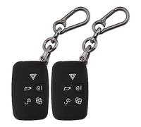 ERMWALR 2 Pack Car Key Fob Cover Protection Fit for Land Rover LR4 Range Rover Sport Evoque Jaguar XF XJ XJL F-pace 5 Buttons Smart Key Fob Case with Key Fob Keychain (Rov-BB)