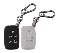 ERMWALR 2 Pack Car Key Fob Cover Protection Fit for Land Rover LR4 Range Rover Sport Evoque Jaguar XF XJ XJL F-pace 5 Buttons Smart Key Fob Case with Key Fob Keychain (Rov-BG)