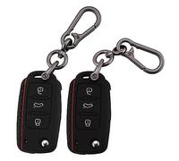 ERMWALR 2 Pack Car Key Fob Cover with Keychain for VW, 3 Buttons Silicone Keys Shells Car Key Cover Compatible with VW Volkswagen Tiguan Passat Golf Polo Beetle Jetta Touran Eos Scirocco (Vlw-3S-BB)