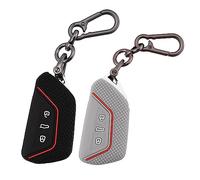 ERMWALR 2 Pack for Volkswagen Car Key Fob Cover with Keychain, 3 Buttons Silicone Keys Shells Car Key Cover Fit for 2020-2022 VW Golf 8 ID.3 ID.4 Seat Leon Tarraco Ateca Skoda (Vlw-3D-BG)
