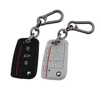 ERMWALR 2 Pack for VW Key Fob Cover with Keychain, 3 Buttons Silicone Keys Shells Car Key Cover Compatible with Volkswagen Golf 7 Polo MK6 Jetta Tiguan Skoda Superb Seat Leon Ibiza(Vlw-3B-BG)