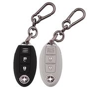 ERMWALR 2 Pack Key Fob Cover for Nissan Silicone Car Key Cover with Keychain Fit for Nissan 350Z Qashqai Murano X-Trail Kicks Tiida Micra Pathfinder Note Juke 3 Buttons Key Fob Case (Nisn-3-BG)