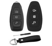 ERMWALR 2 pcs Car Key Shell Replacement & Key Cover with Keychain for Ford, 3 Buttons Key Fob Case Compatible with Ford Fiesta Focus Kuga C-Max Grand C-Max Galaxy B-Max S-Max Remote Control(KG-Frd-3)
