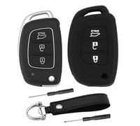 ERMWALR 2 pcs Car Key Shell Replacement with Silicone Key Fob Cover Keychain for Hyundai i40 i10 i20 i30 ix20 ix35 ix45 ix55 Tucson Santa Fe Elantra Accent 3 Button Flip Folding Key Case (KG-Hyd-3F)