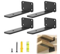 ERMWALR 4Pcs Heavy Duty Shelf Brackets 10cm,Scaffold Board Shelf Brackets,Black Wall Mounted L Shape Hidden Bracket with Screws Cold Rolled Steel Floating Shelving Supports for Kitchen Living Room