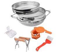 ERMWALR Double Sieve Honey Harvesting Starter Kit Honey Filters Strainer Set 5 Packs Double layer filter screen, Honey Gate Valve ,Uncapping Fork,Bee Hive Frame Grip,Queen Bee Catcher