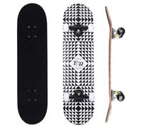 ERNAN Complete Skateboard for Beginners,31 x 8 Inch Double Kick Skateboard for Kids Teenagers & Adults. with Skate T-Tool. (Half-black)