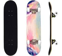 ERNAN Complete Skateboard for Beginners,31 x 8 Inch Double Kick Skateboard for Kids Teenagers & Adults. with Skate T-Tool. (Pink)
