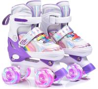 ERNAN Roller skates kids Roller boots,8 Light up Wheels and 4 Sizes Adjustable.Rollerskates for Kids Beginners, Suitable for Indoor Outdoor (Purple, M)