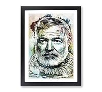 Ernest Hemingway In Abstract Modern Framed Print | A4 Black Framed Wall Art | Ready to Hang | Abstract Fantasy Picture | Living Room Bedroom Lounge Office