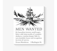 Ernest Shackleton Expedition Help Wanted Advertisement, HMS Endurance, Ship Boat Nautical Navy History, South Pole Antartica, Black and White Sketch, World History Poster, Living Room, Travel Cultural
