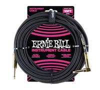 Ernie Ball 10 ft Braided Straight Angle Instrument Cable - Black