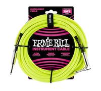 Ernie Ball P06080 10ft Straight-Angle Braided Cable Yellow