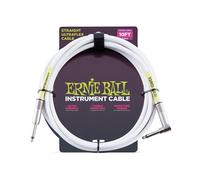 Ernie Ball 10ft White Instrument Guitar Cable Straight - Angled