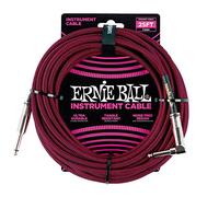 Ernie Ball 25 ft Braided Straight / Angle Instrument Cable - Black / Red