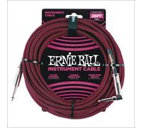 Ernie Ball 25ft Fabric Instrument Cable R. Angle Plug with a choice of Colours