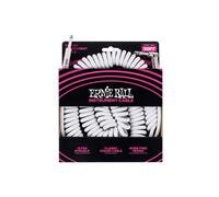 Ernie Ball 30 ft Coiled Straight / Angle Instrument Cable - White