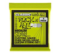 Ernie Ball Regular Slinky Classic Rock n Roll Pure Nickel Electric Guitar Strings 3 Pack - 10-46 Gauge